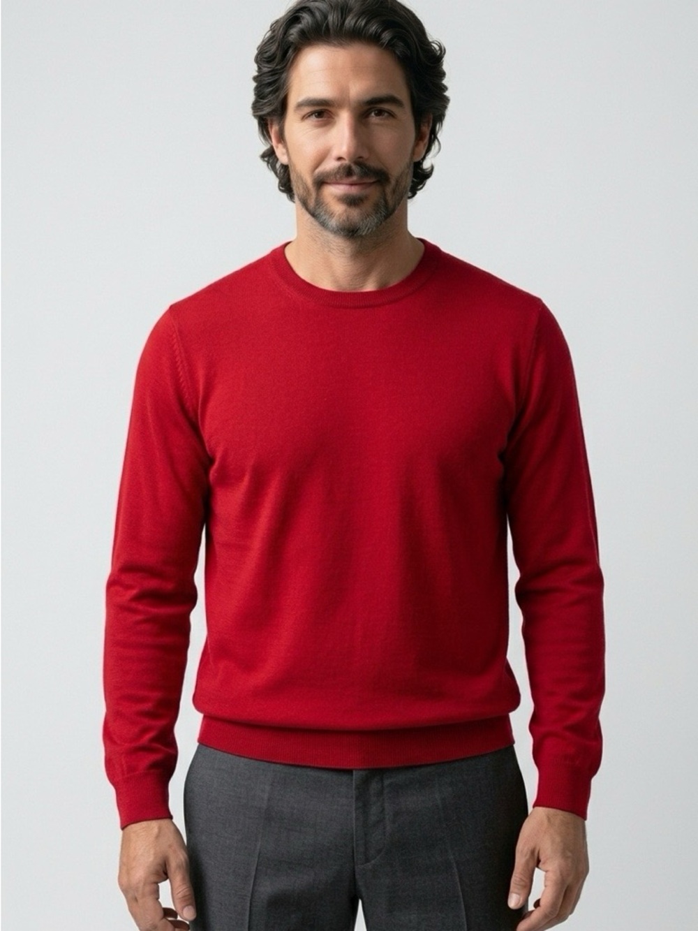Malo Cashmere Silk Crewneck Sweater Mens XL Red Made in Italy